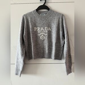 Prada Gray Milano Logo cashmere Sweater